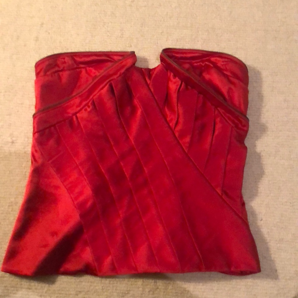 Red strapless top